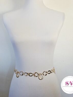 Gold Textured Linked Chain Waist Belt